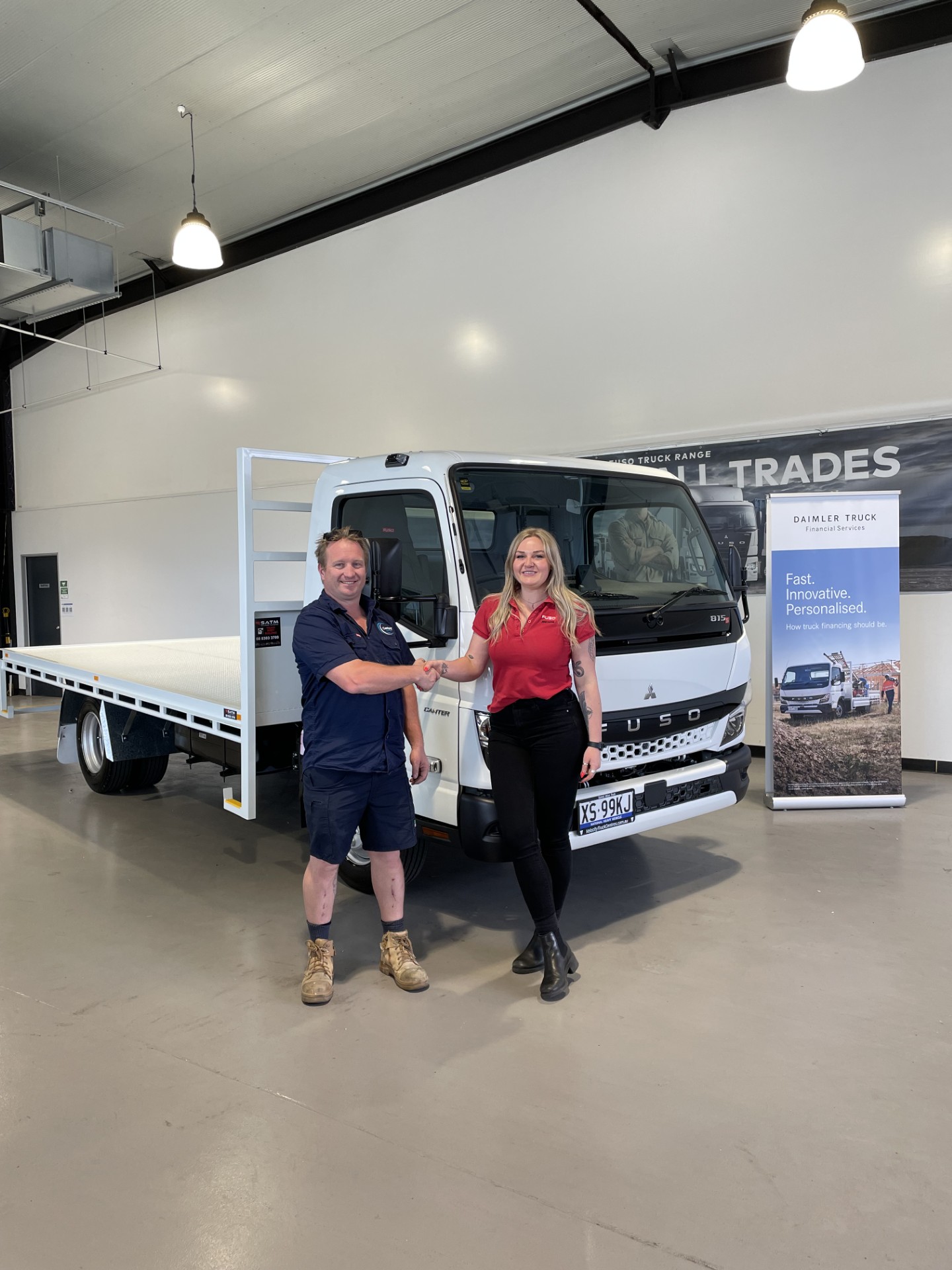 2025 Fuso Canter 815 fitted with a SATM custom heavy-duty steel tray